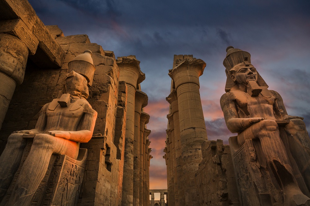 Entrance of Luxor Temple, Egypt stock photo